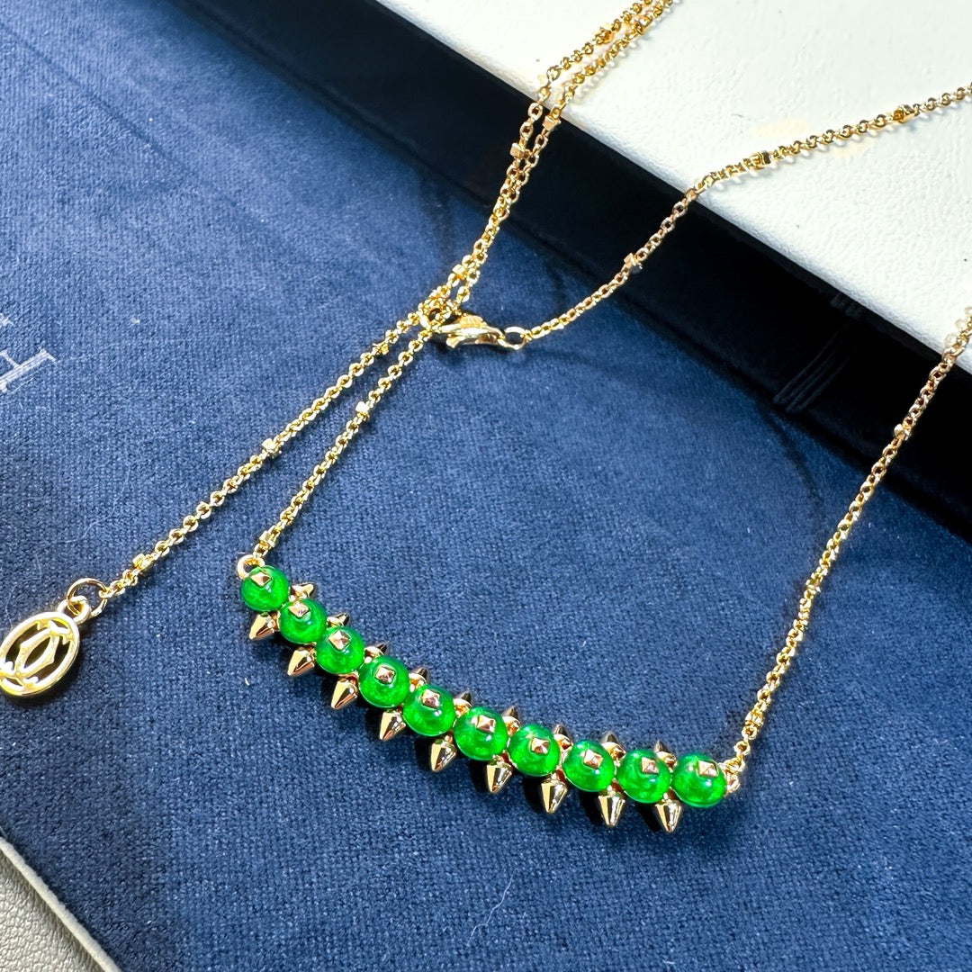 [Dawnora Jewelry]New Arrival: Green Bead Rivet Necklace