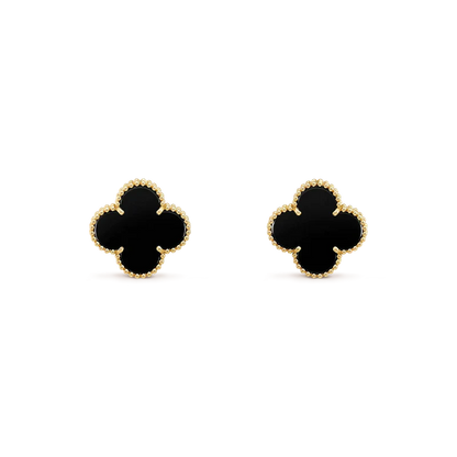 [Dawnora Jewelry]CLOVER MEDIUM 1 MOTIFS  ONYX STUD EARRINGS