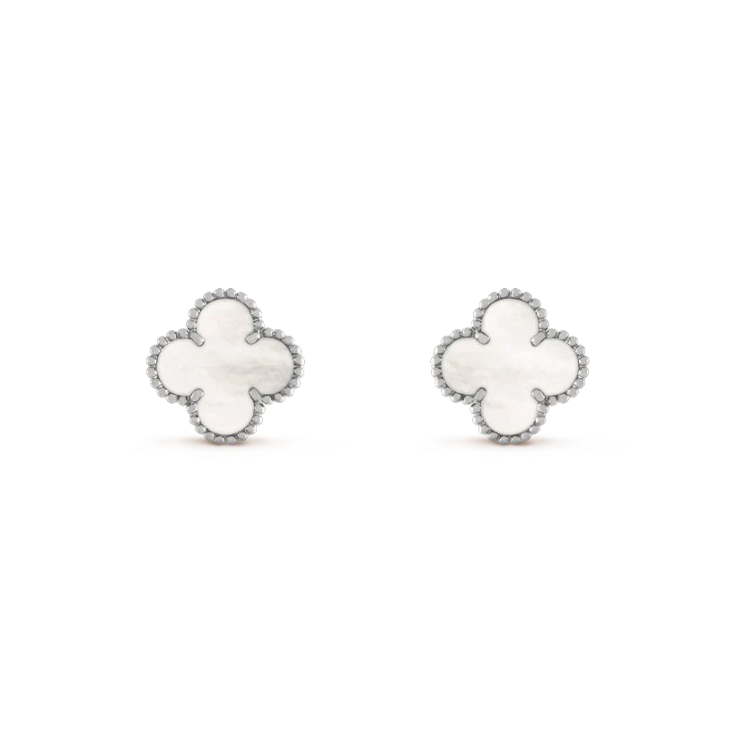 [Dawnora Jewelry]CLOVER MEDIUM 1 MOTIFS  WHITE MOP EARRINGS SILVER