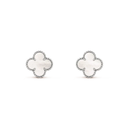 [Dawnora Jewelry]CLOVER MEDIUM 1 MOTIFS  WHITE MOP EARRINGS SILVER