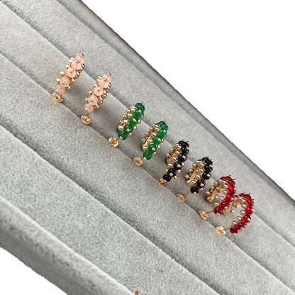 [Dawnora Jewelry]NEW COLORED GEMSTONE COLLECTION SMALL HOOP EARRINGS