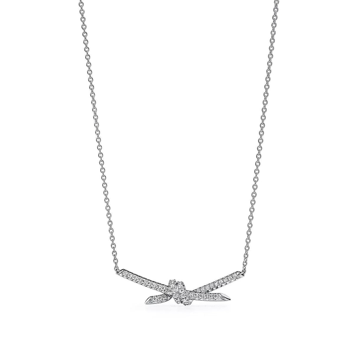 [Dawnora Jewelry]KNOT PENDANT SILVER DIAMOND NECKLACE