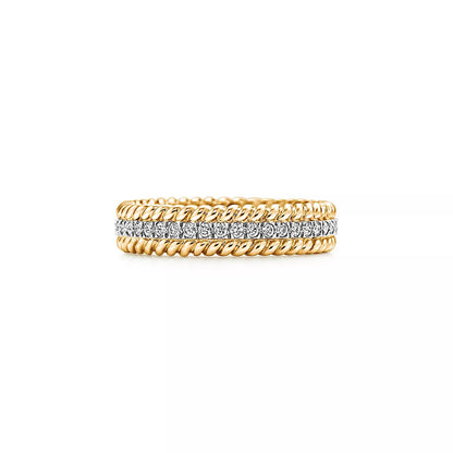 [Dawnora Jewelry]ROPE TWO-ROW GOLD DIAMOND RING
