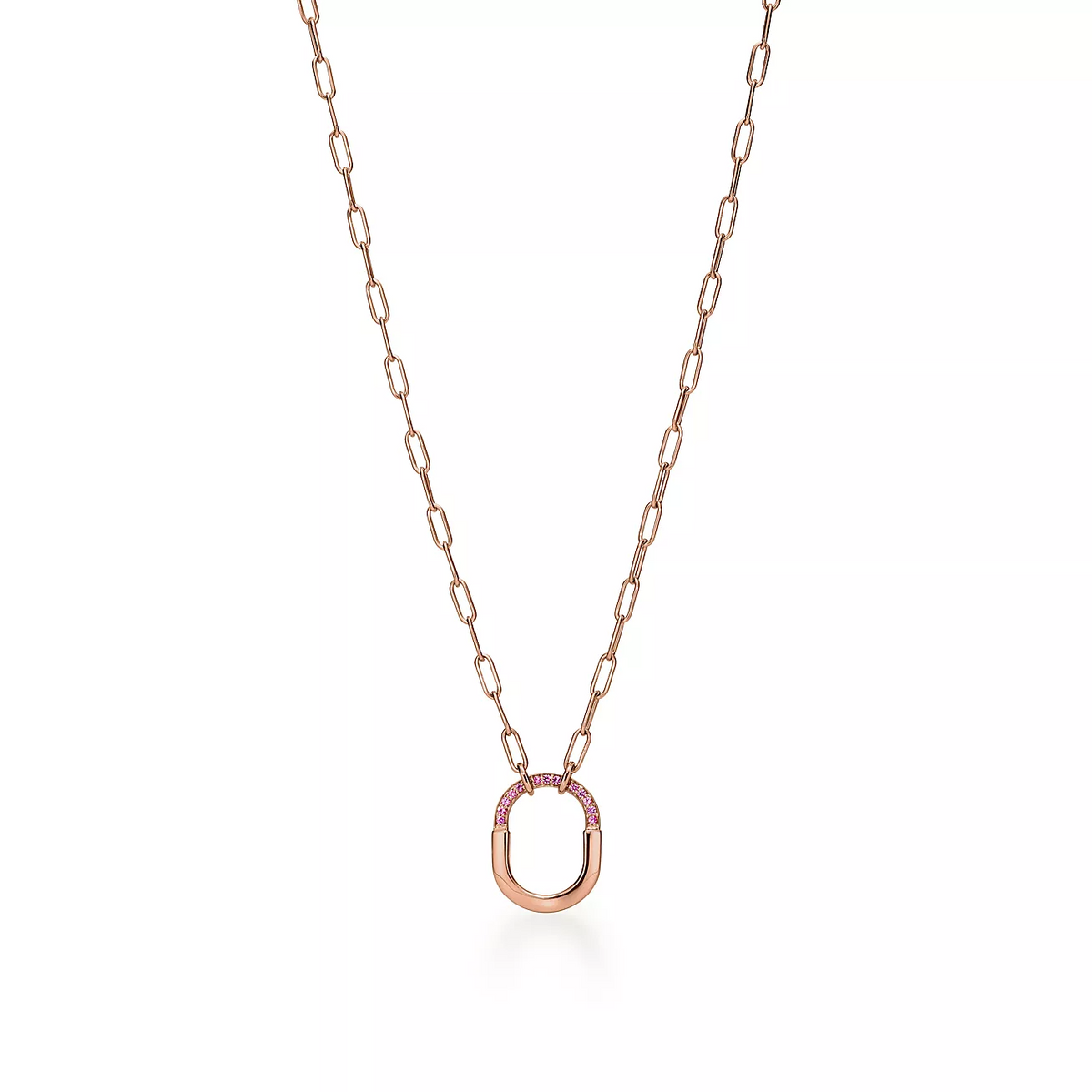 [Dawnora Jewelry]LOCK SMALL PENDANT PINK DIAMOND PINK GOLD NECKLACE