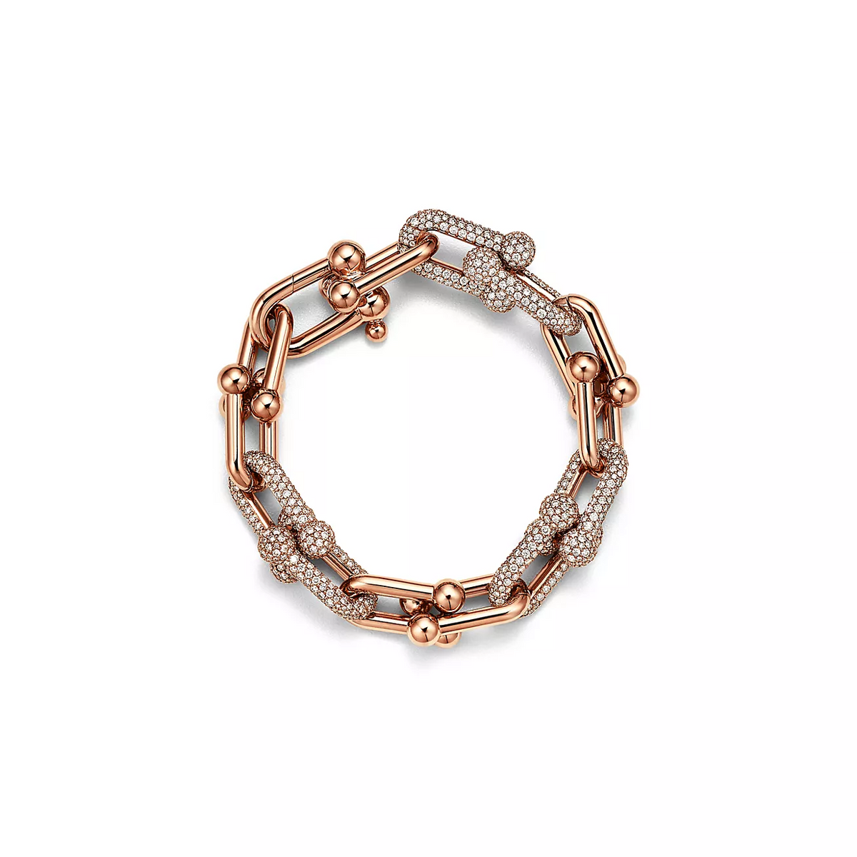 [Dawnora Jewelry]HARDWEAR LARGE LINK PINK GOLD PAVED DIAMOND BRACELET