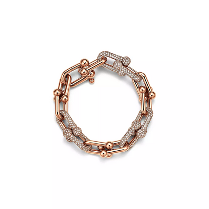 [Dawnora Jewelry]HARDWEAR LARGE LINK PINK GOLD PAVED DIAMOND BRACELET