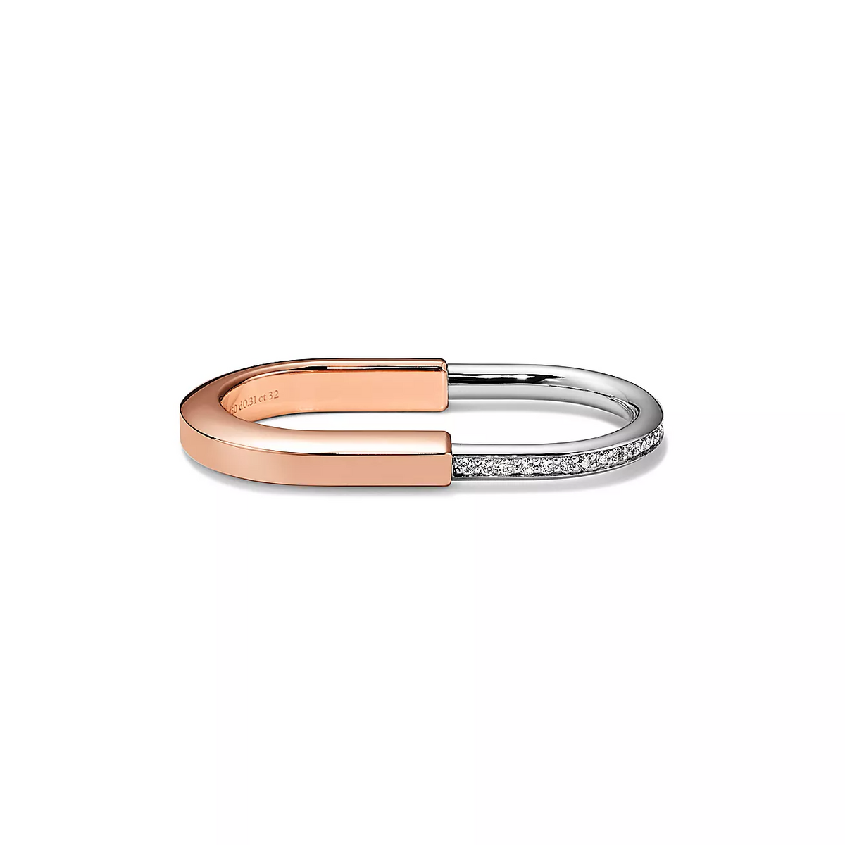 [Dawnora Jewelry]LOCK RING TOW-FINGER ROSE AND WHITE GOLD DIAMONDS