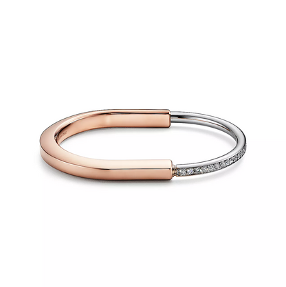 [Dawnora Jewelry]LOCK BRACELET ROSE AND WHITE GOLD DIAMOND