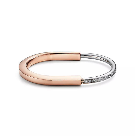 [Dawnora Jewelry]LOCK BRACELET ROSE AND WHITE GOLD DIAMOND
