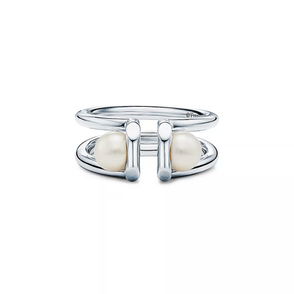 [Dawnora Jewelry]DOUBLE PEARL SILVER RING