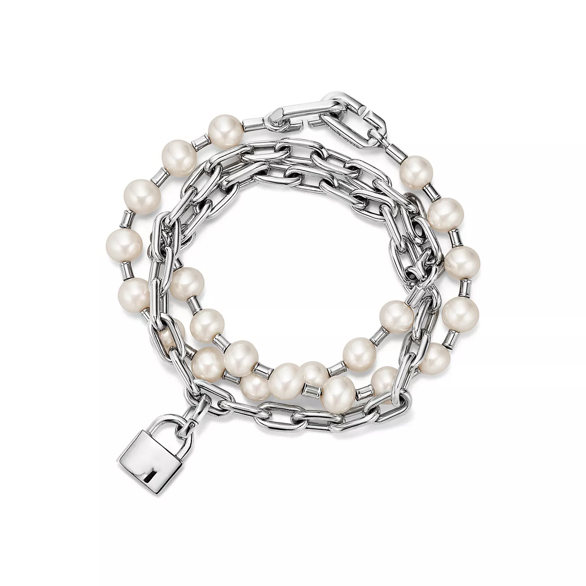 [Dawnora Jewelry]PEARL LOCK SILVER BRACELET