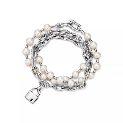 [Dawnora Jewelry]PEARL LOCK SILVER BRACELET