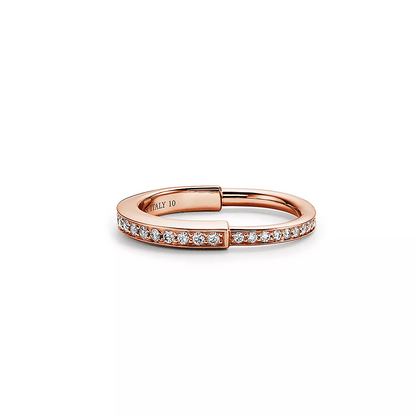 [Dawnora Jewelry]LOCK RING PINK GOLD DIAMOND PAVED