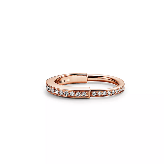 [Dawnora Jewelry]LOCK RING PINK GOLD DIAMOND PAVED
