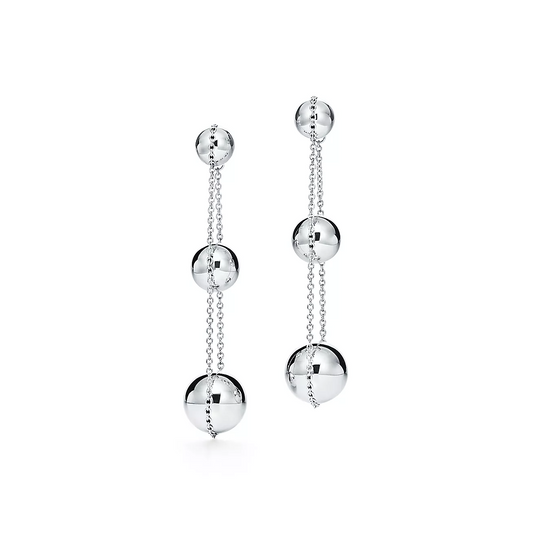 [Dawnora Jewelry]TRIPLE DROP SILVER EARRINGS