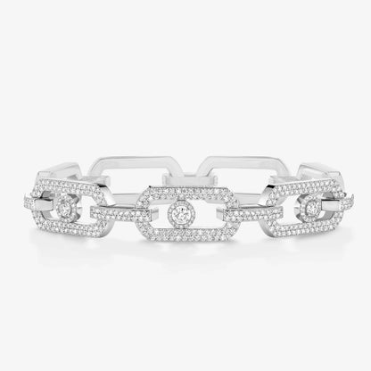 [Dawnora Jewelry]Large Full Diamond Unisex Sliding Bracelet with Moissanite