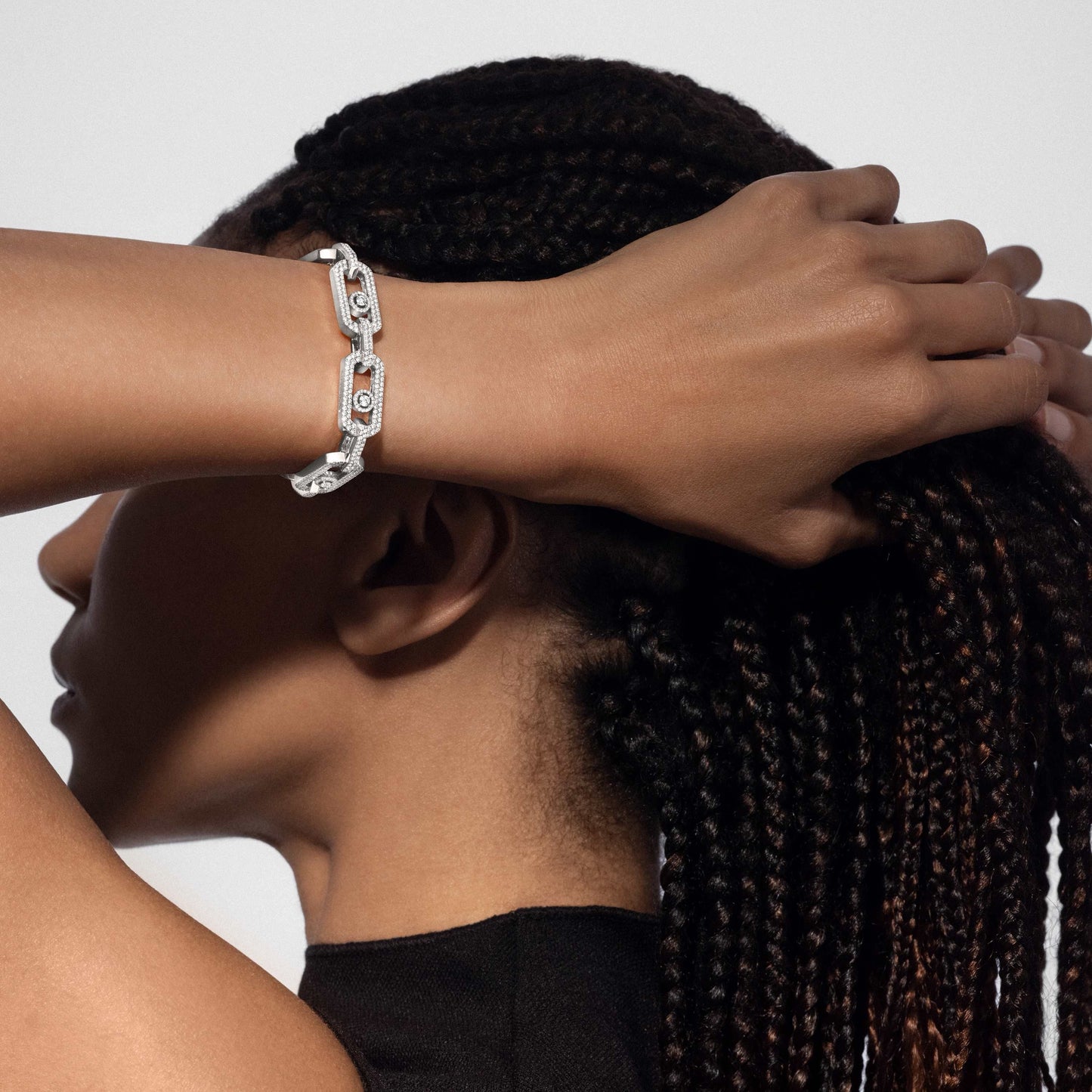 [Dawnora Jewelry]Large Full Diamond Unisex Sliding Bracelet with Moissanite