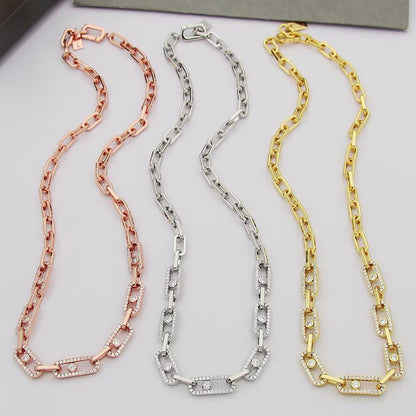 [Dawnora Jewelry]Move Link Pave Diamond Necklace