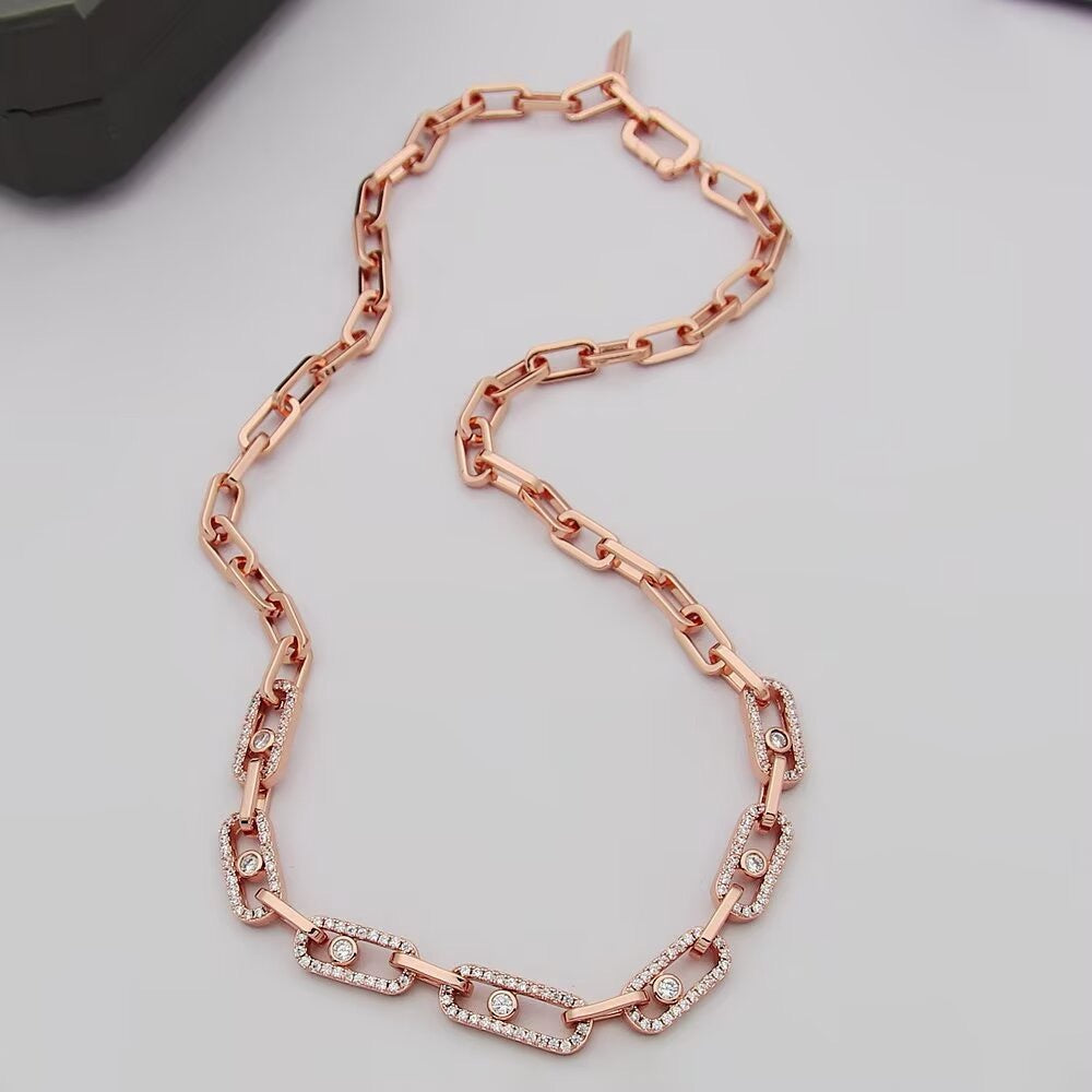[Dawnora Jewelry]Move Link Pave Diamond Necklace