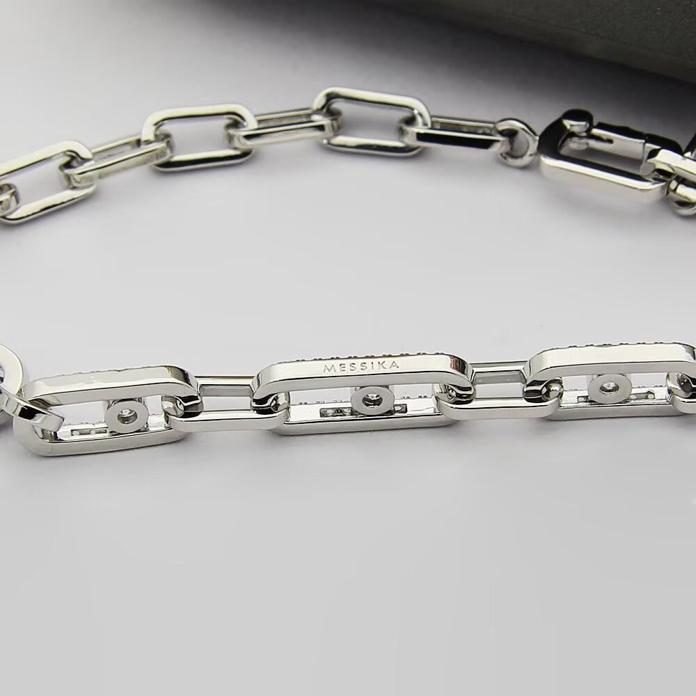 [Dawnora Jewelry]Move Link Pave Diamond Necklace