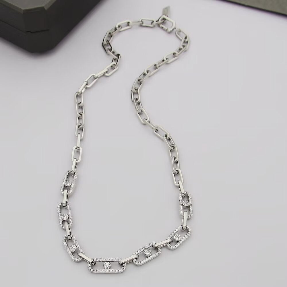 [Dawnora Jewelry]Move Link Pave Diamond Necklace
