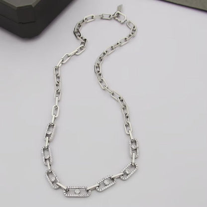 [Dawnora Jewelry]Move Link Pave Diamond Necklace