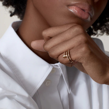 [Dawnora Jewelry]JUSTE RING 4.8MM HALF DIAMOND