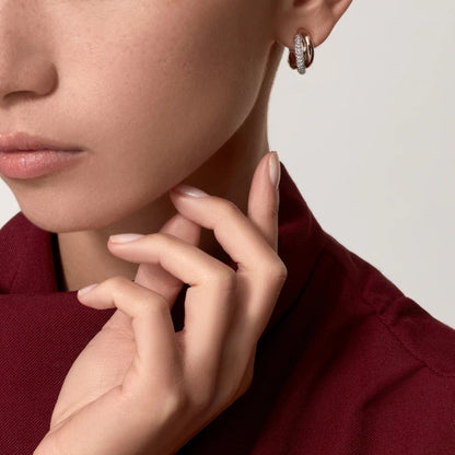 [Dawnora Jewelry]TRINITY HALF DIAMOND  CLASSIC EARRINGS