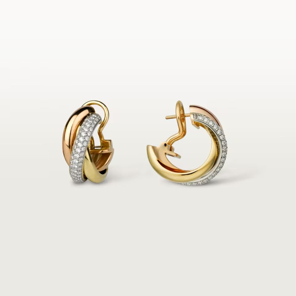 [Dawnora Jewelry]TRINITY HALF DIAMOND  CLASSIC EARRINGS