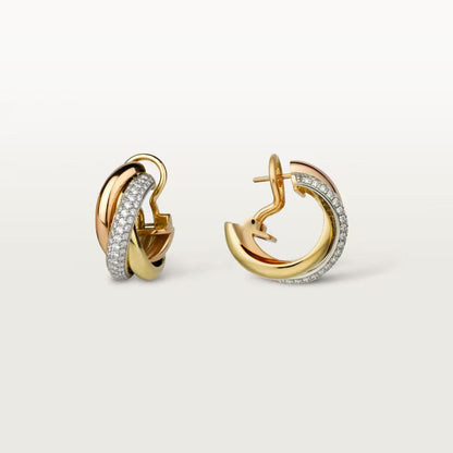 [Dawnora Jewelry]TRINITY HALF DIAMOND  CLASSIC EARRINGS