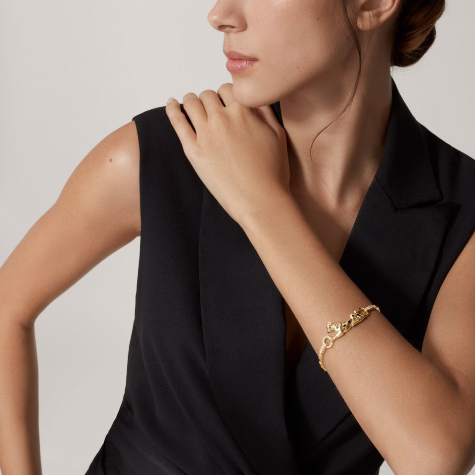 [Dawnora Jewelry]PANTHERE HALF DIAMOND ON CHAIN BRACELET