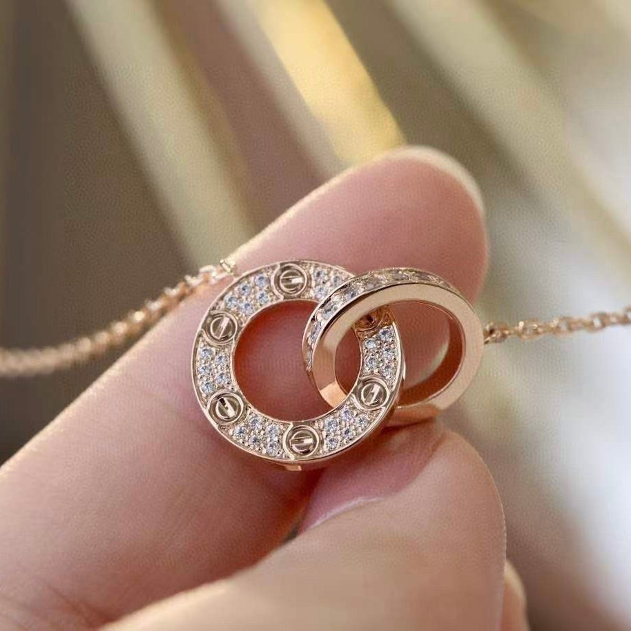 [Dawnora Jewelry]LOVE  FULL DIAMOND PENDANT NECKLACE
