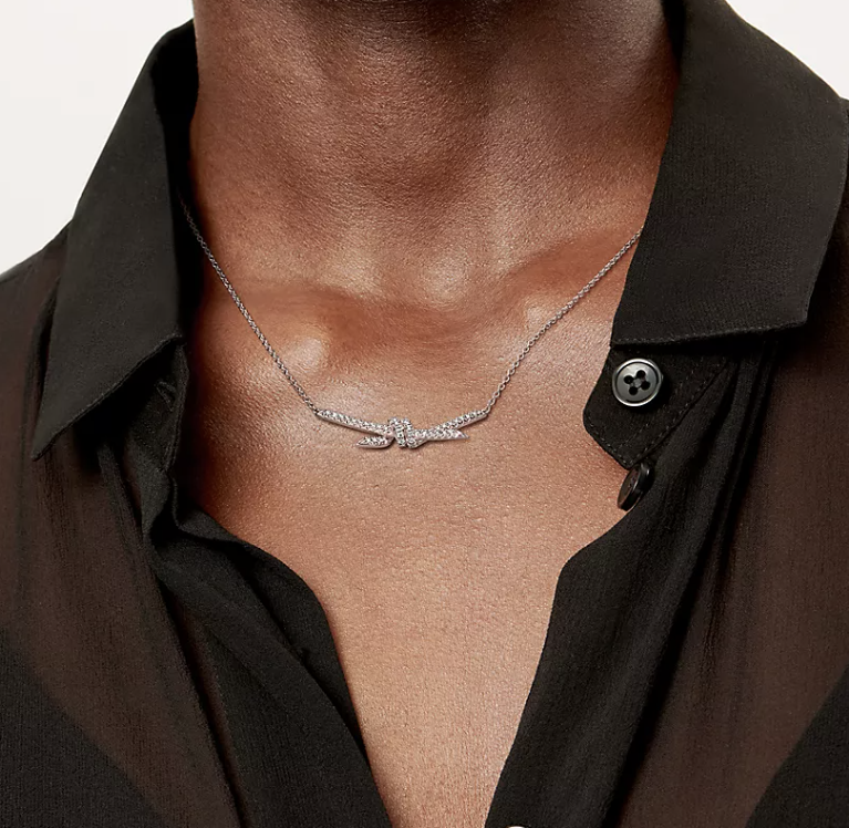 [Dawnora Jewelry]KNOT PENDANT SILVER DIAMOND NECKLACE