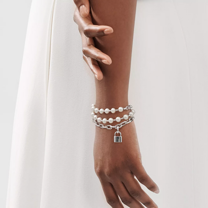 [Dawnora Jewelry]PEARL LOCK SILVER BRACELET