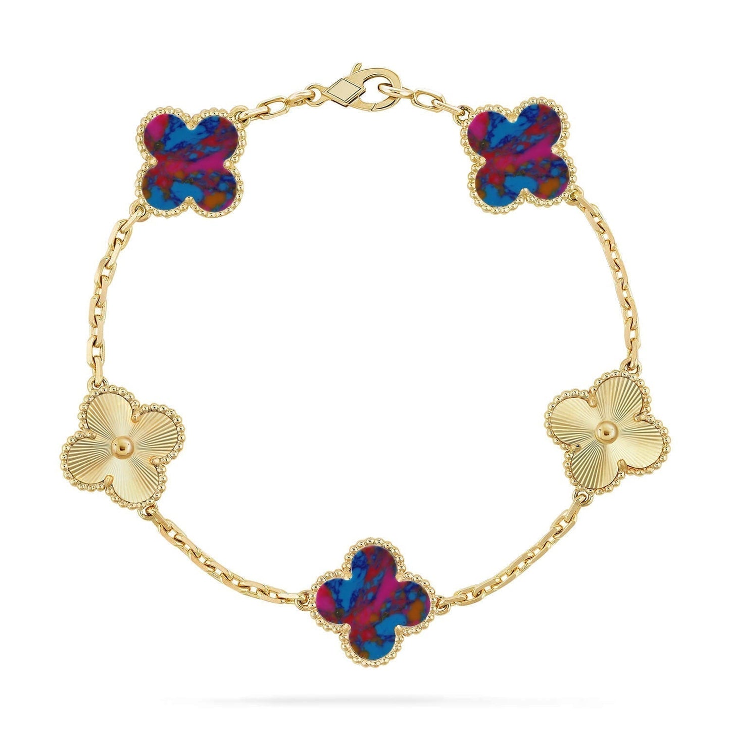 [Dawnora Jewelry]CLOVER 5 MOTIF COLOR GEMSTONES BRACELET COLLECTION