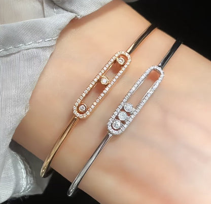 [Dawnora Jewelry]Move Pavé Diamond Bangle Bracelet M