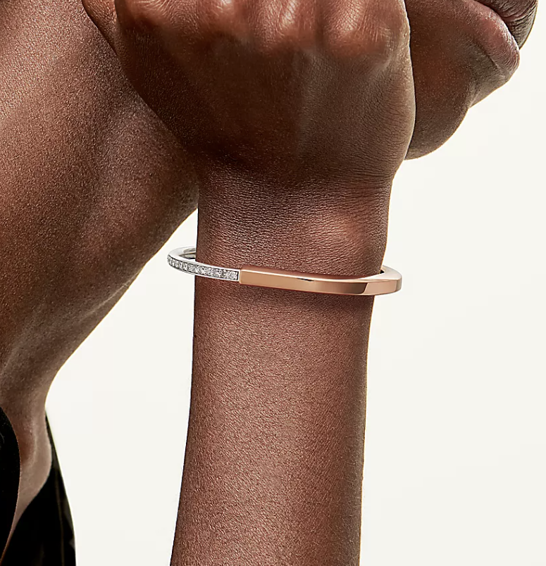 [Dawnora Jewelry]LOCK BRACELET ROSE AND WHITE GOLD DIAMOND