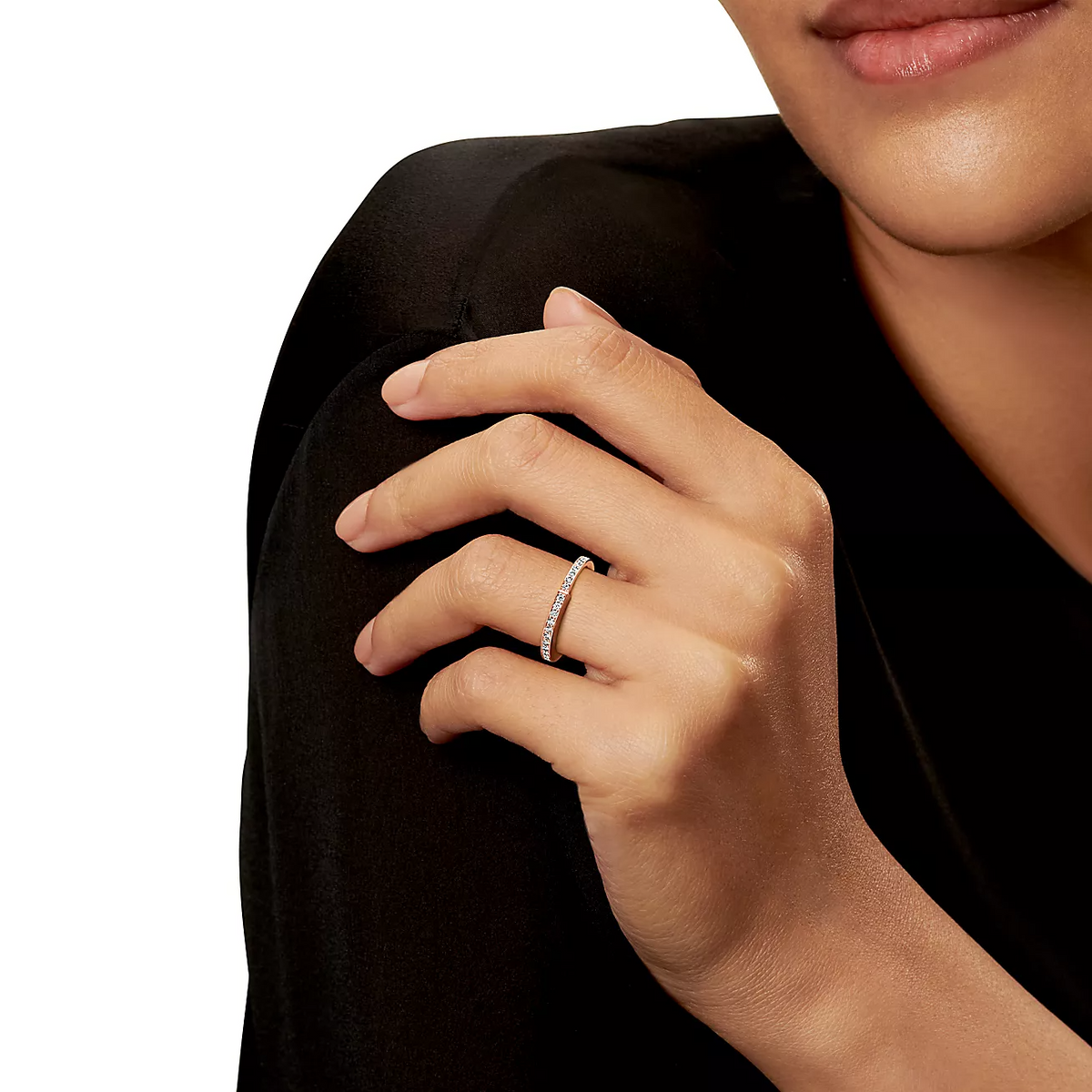 [Dawnora Jewelry]LOCK RING PINK GOLD DIAMOND PAVED