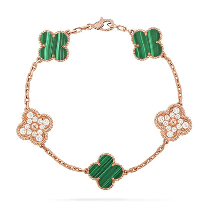 [Dawnora Jewelry] CLOVER 5 MOTIF MALACHITE BRACELET COLLECTION