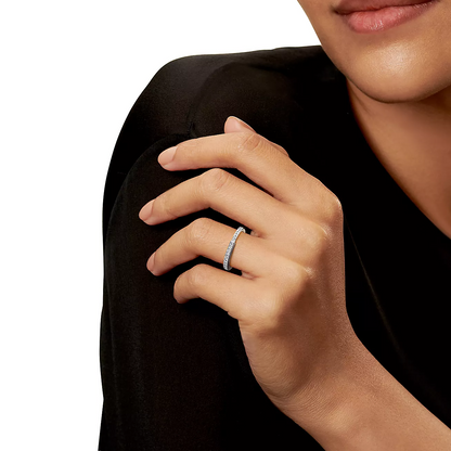 [Dawnora Jewelry]LOCK RING SILVER DIAMOND PAVED
