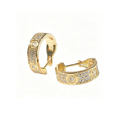 [Dawnora Jewelry]LOVE 5.5MM DIAMOND PAVED EARRINGS