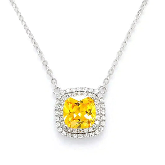 [Dawnora Jewelry]SPARKLERS CITRINE GEMSTONE PENDANT NECKLACE STERLING SILVER
