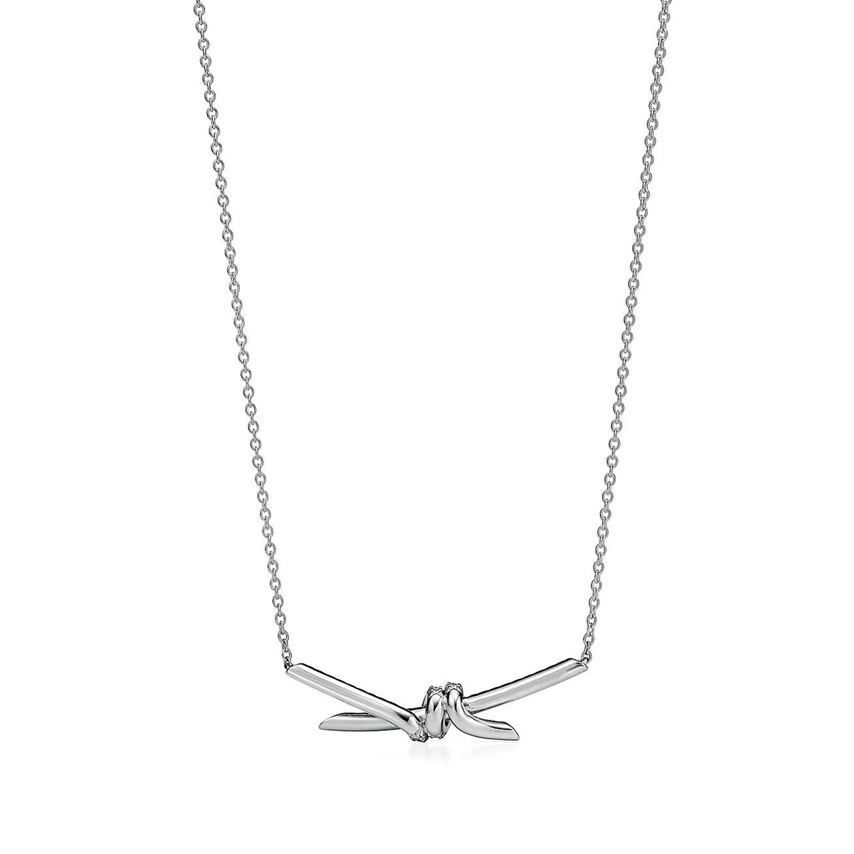 [Dawnora Jewelry]KNOT PENDANT SILVER DIAMOND NECKLACE