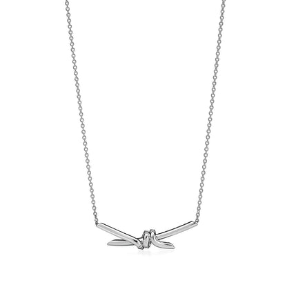 [Dawnora Jewelry]KNOT PENDANT SILVER DIAMOND NECKLACE