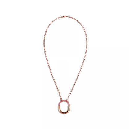 [Dawnora Jewelry]LOCK MEDIUM PENDANT PINK DIAMOND PINK GOLD NECKLACE