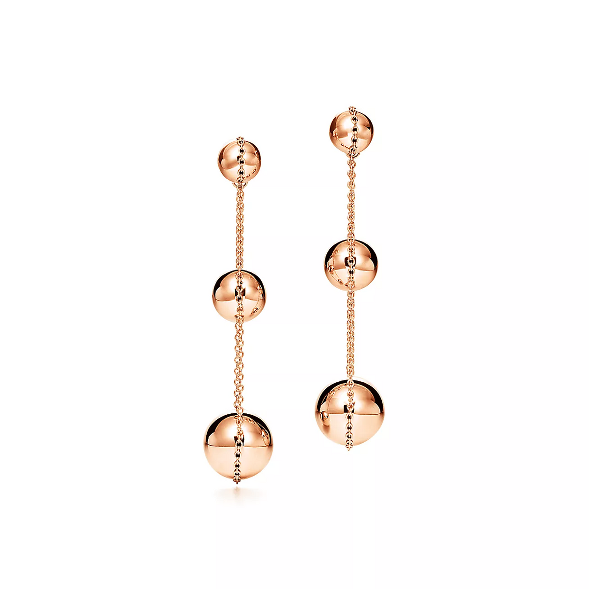 [Dawnora Jewelry]TRIPLE DROP PINK GOLD EARRINGS