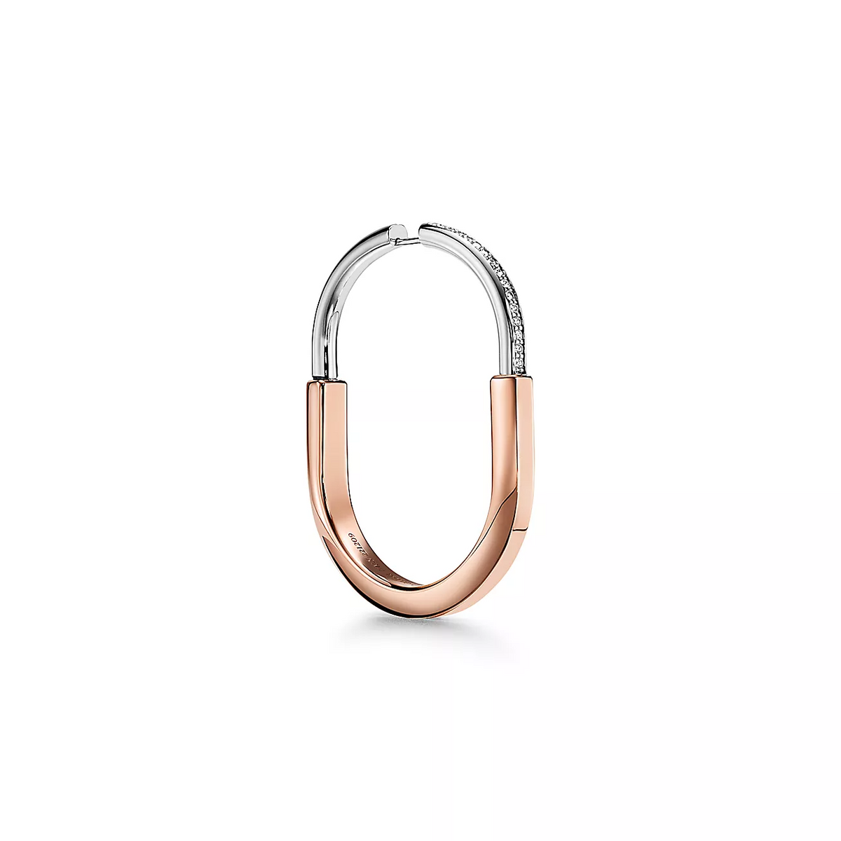 [Dawnora Jewelry]LOCK EARRINGS ROSE AND WHITE GOLD DIAMONDS EXTRA LARGE
