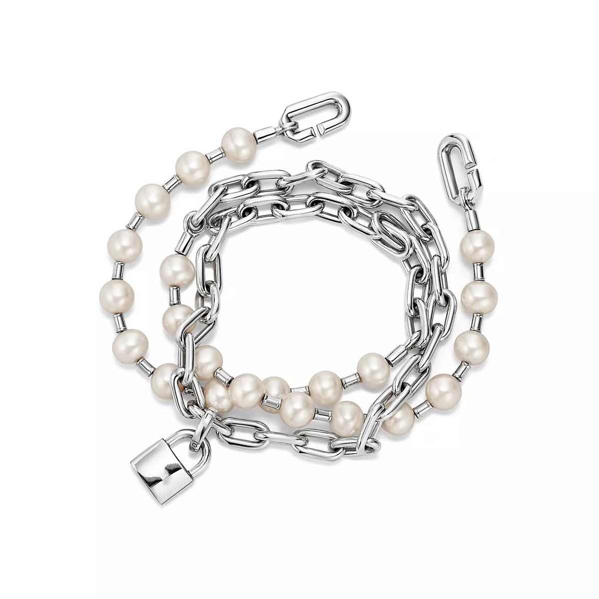 [Dawnora Jewelry]PEARL LOCK SILVER BRACELET
