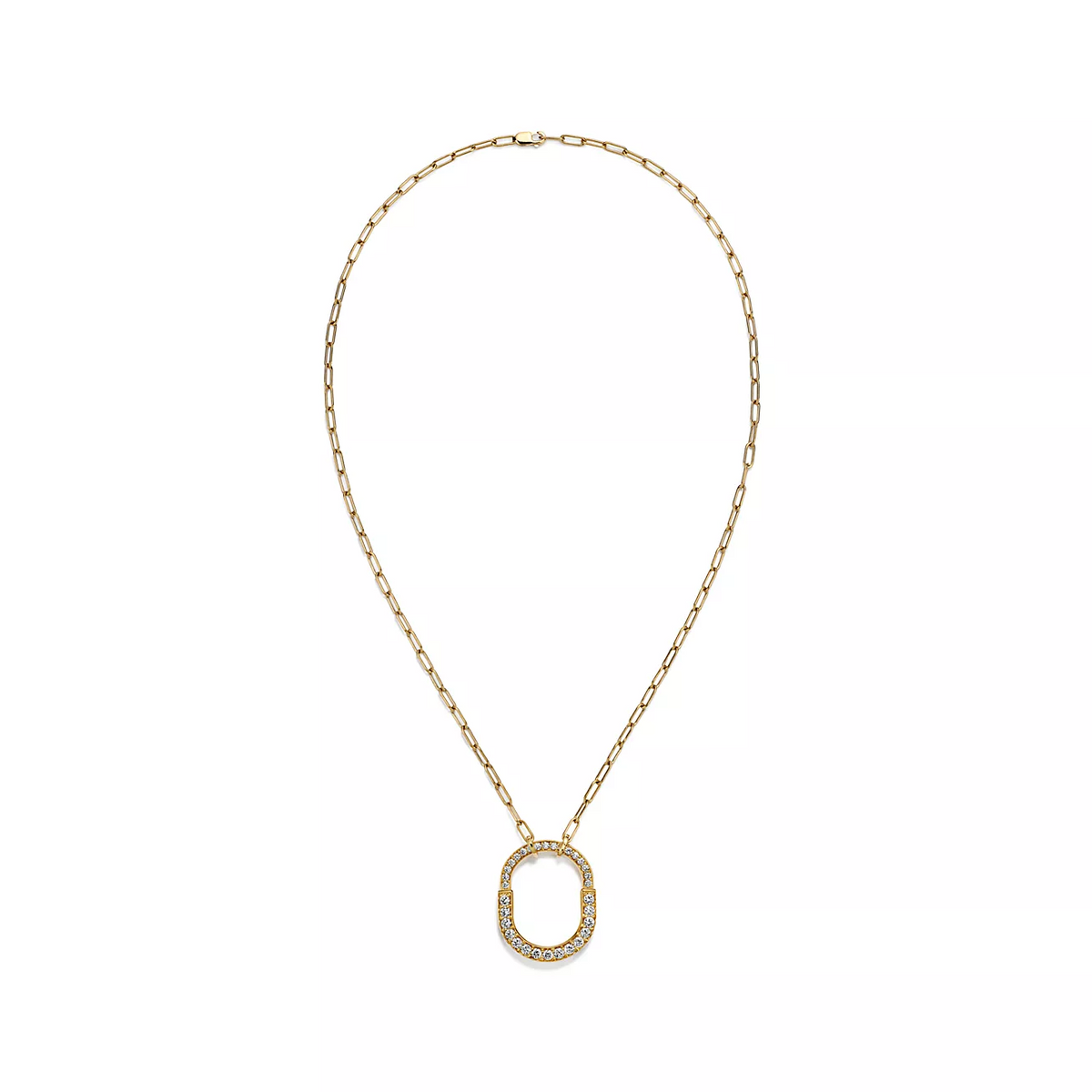 [Dawnora Jewelry]LOCK NECKLACE MEDIUM PENDANT GOLD PAVED DIAMONDS
