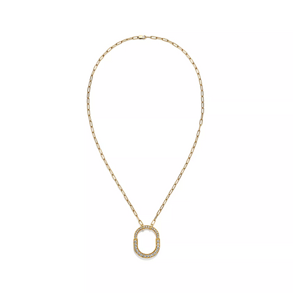 [Dawnora Jewelry]LOCK NECKLACE MEDIUM PENDANT GOLD PAVED DIAMONDS